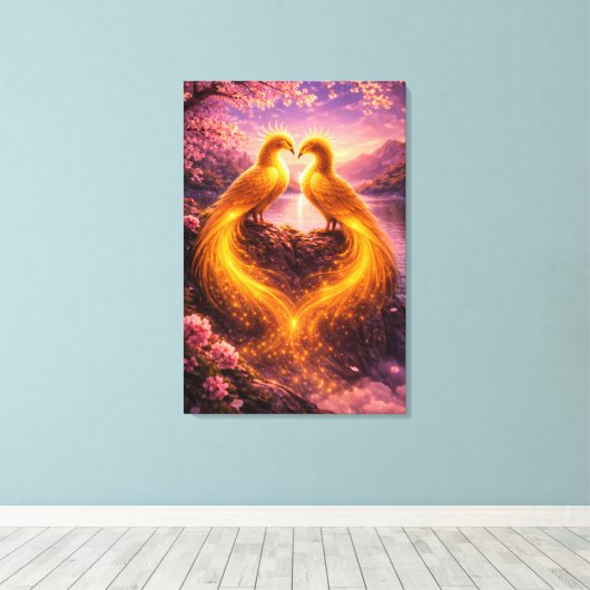 Twin Phoenixes of Eternal Light Canvas Afdruk (Insitu (Houten vloer))