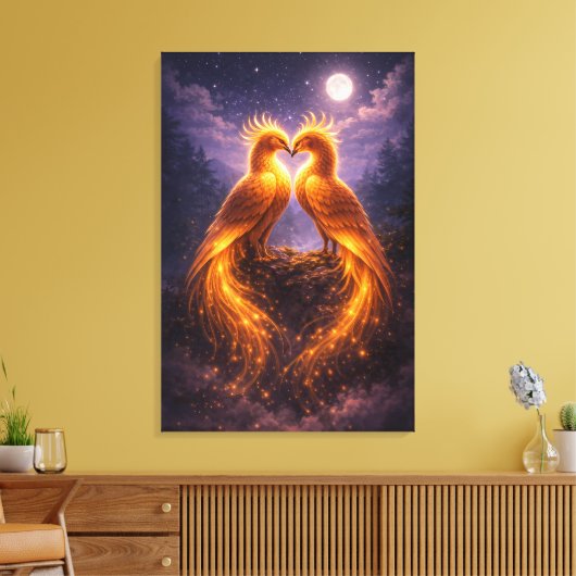 Twin Phoenixes of Eternal Light Canvas Afdruk (Insitu (Woonkamer))