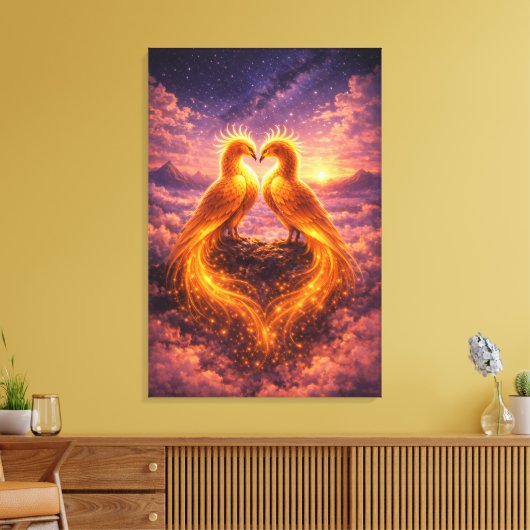 Twin Phoenixes of Eternal Light Canvas Afdruk (Insitu (Woonkamer))