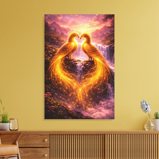 Twin Phoenixes of Eternal Light Canvas Afdruk (Insitu (Woonkamer))