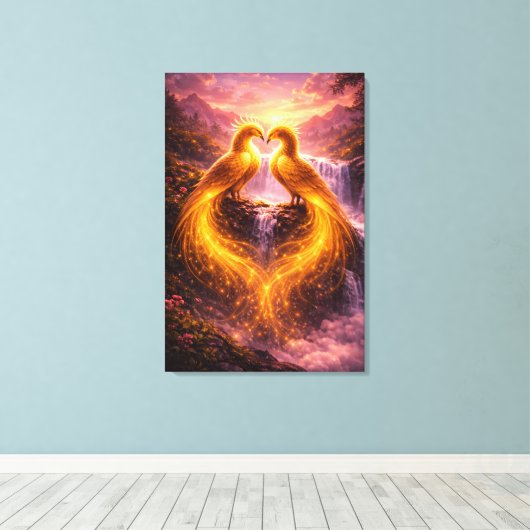 Twin Phoenixes of Eternal Light Canvas Afdruk (Insitu (Houten vloer))