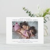 Twin Photo Birth Aankondiging (Staand voorkant)