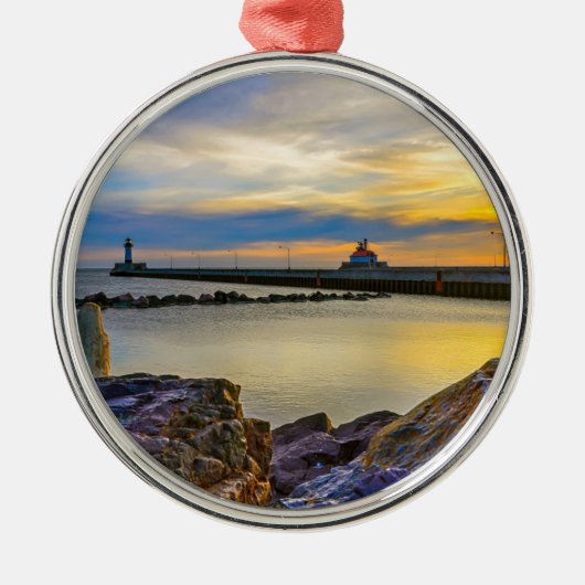 Twin Pier Morning Metalen Ornament (Voorkant)