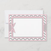 Twin Pink Elephants Grey White Chevron Dank je Bedankkaart (Achterkant)