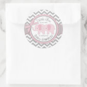 Twin Pink Elephants Grijs Wit Chevron Dank u Ronde Sticker (Tas)