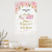 Twin Pink en Gold Pumpkin-welkomstteken Poster (Keuken)