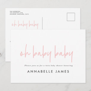 Twin Pink Girly Moderne Typografie Hedendaags Kaart