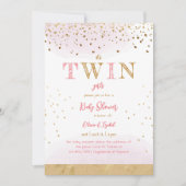 Twin Pink Gold Glitter Simple Baby Girl Shower Kaart (Voorkant)