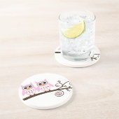 Twin Pink Ownership on Brown Branch Zandsteen Onderzetter (Zijkant)