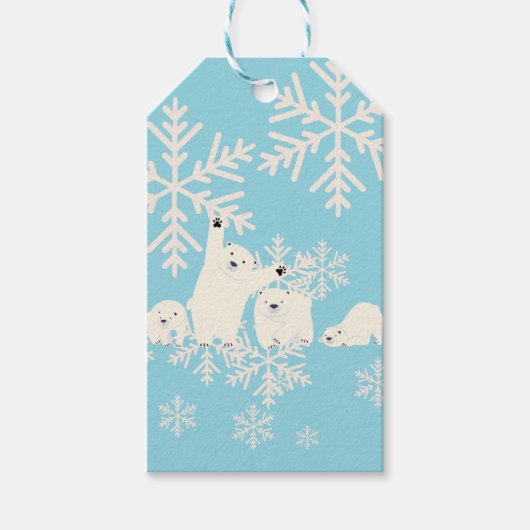 Twin Polar Beren Baby shower Cadeaulabel (Voorkant)