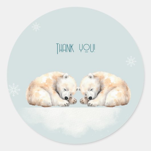 Twin Polar Beren Double Snuggles Baby shower Ronde Sticker (Voorkant)