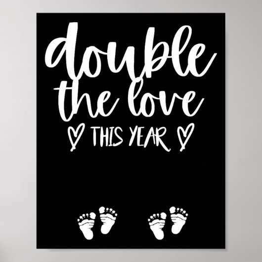 Twin Pregnancy Valentines Day Baby Announcement  Poster (Voorkant)