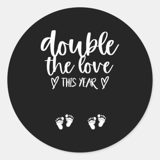 Twin Pregnancy Valentines Day Baby Announcement  Ronde Sticker (Voorkant)
