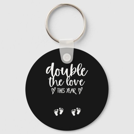 Twin Pregnancy Valentines Day Baby Announcement  Sleutelhanger (Voorkant)
