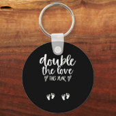 Twin Pregnancy Valentines Day Baby Announcement  Sleutelhanger (Voorkant)