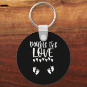Twin Pregnancy Valentines Day Pregnant Mom Baby An Sleutelhanger (Voorkant)