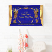 Twin Prince Baby shower Blauw Goud Drapes Etnisch Spandoek (Insitu)