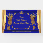 Twin Prince Baby shower Blauw Goud Drapes Etnisch Spandoek (Horizontaal)