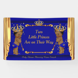 Twin Prince Baby shower Blauw Goud Drapes Etnisch Spandoek