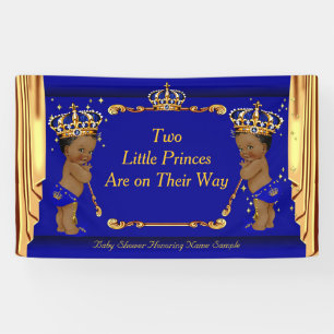 Twin Prince Baby shower Blauw Goud Drapes Etnisch Spandoek