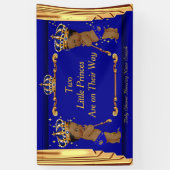 Twin Prince Baby shower Blauw Goud Drapes Etnisch Spandoek (Verticaal)