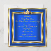 Twin Prince Baby shower Blue Gold Boy Crown 3a Kaart (Achterkant)