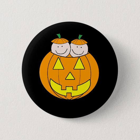 Twin Pumpkin Babies Graphic Ronde Button 5,7 Cm (Voorkant)