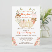 Twin Pumpkin Baby shower Cute Autumn Floral Kaart (Staand voorkant)