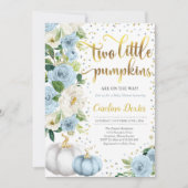 Twin Pumpkin Baby shower Invitation Twin Boys Herf Kaart (Voorkant)