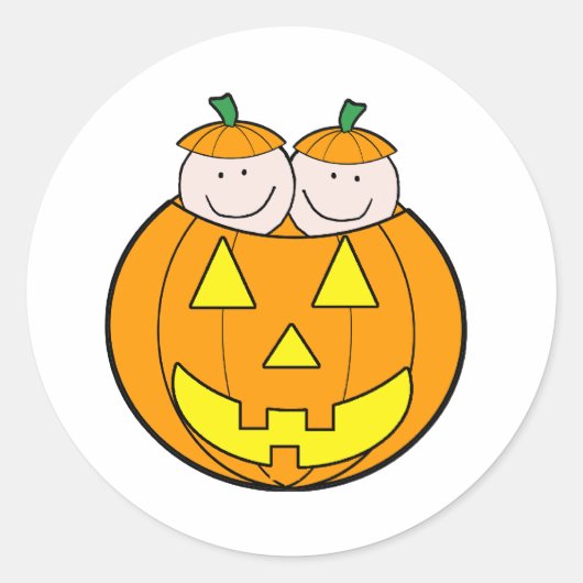 Twin Pumpkin Baby's Graphic Ronde Sticker (Voorkant)