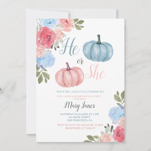 Twin Pumpkin Gender onthullen Greenery Invitation Kaart (Voorkant)