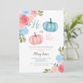 Twin Pumpkin Gender onthullen Greenery Invitation Kaart (Staand voorkant)