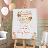 Twin Pumpkins Floral Cute Baby shower Welcome Sign Poster