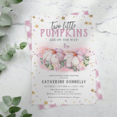 Twin Pumpkins Girl Baby shower Invitation Kaart