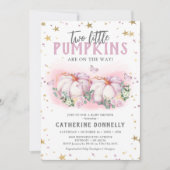 Twin Pumpkins Girl Baby shower Invitation Kaart (Voorkant)