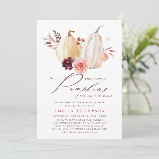 Twin Pumpkins Herfst Baby shower Kaart (Staand voorkant)