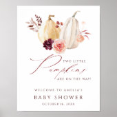 Twin Pumpkins Herfst Baby shower Welkomstbord Poster (Voorkant)