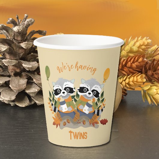 Twin Raccoons Woodland Baby shower papieren bekers