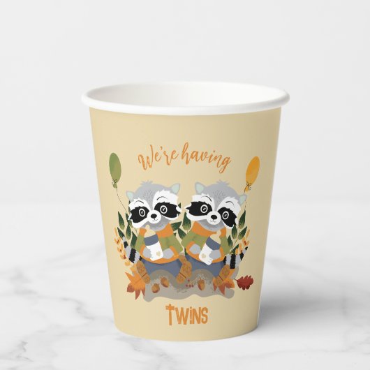 Twin Raccoons Woodland Baby shower papieren bekers (Achterkant)