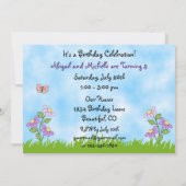 Twin Rainbow Ponies Paard Verjaardag Uitnodigingen (Achterkant)