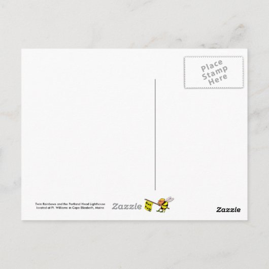 Twin Rainbows en vuurtoren Briefkaart (Achterkant)