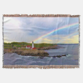 Twin Rainbows en vuurtoren Deken