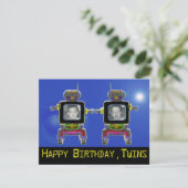 Twin Robot Birthday Party Uitnodigingen foto's toe (Staand voorkant)