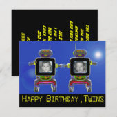 Twin Robot Birthday Party Uitnodigingen foto's toe (Voorkant / Achterkant)