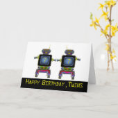 Twin Robot Verjaardag 7 jaar oud Kaart (Gele Bloem)