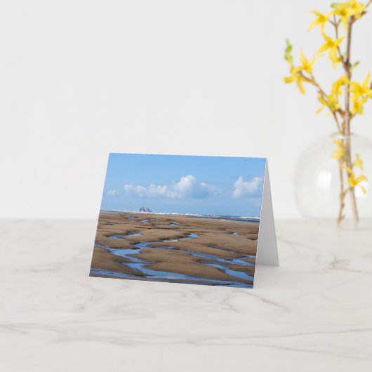 Twin Rocks Low Tide Notecard Kaart (Gele Bloem)