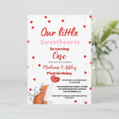 Twin Rode Hart Valentijnsdag Sweetheat Verjaardag Kaart (Staand voorkant)