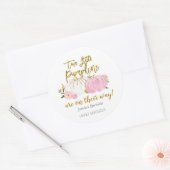 Twin roze en gouden pompoen Baby shower Ronde Sticker (Envelop)