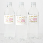 Twin roze en gouden pompoen Baby shower Waterfles Etiket (Flessen)