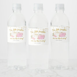 Twin roze en gouden pompoen Baby shower Waterfles Etiket